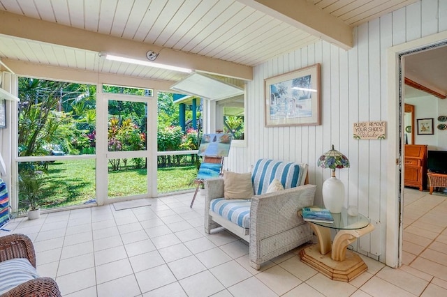 7143 Alamihi Rd, Hanalei, HI 96714 - sunroom featuring beamed ceiling and plenty of natural light