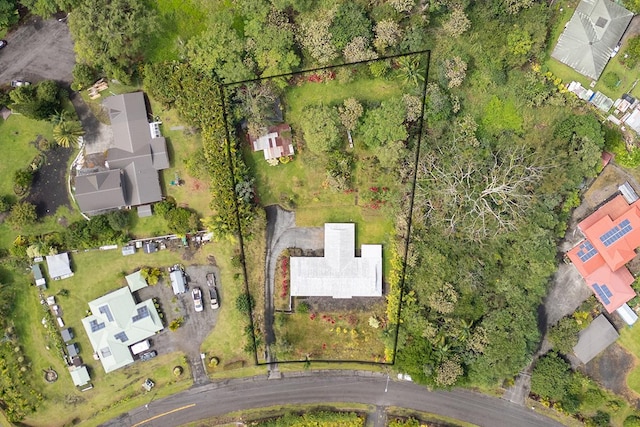 17-549 Ipuaiwaha St, Keaau, HI 96749 - aerial perspective of suburban area featuring property parcel outlined