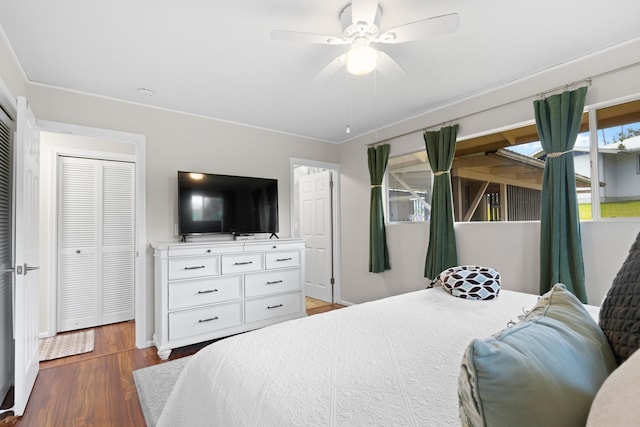 1646 Oneawa Pl, Hilo, HI 96720 - bedroom featuring wood finished floors and ceiling fan