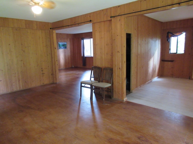 12-567 Aloha Rd, Pahoa, HI 96778 - empty room featuring wood walls and a ceiling fan