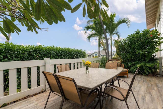 75-6081 Alii Dr Unit V101, Kailua-Kona, HI 96740 - wooden terrace featuring outdoor dining area