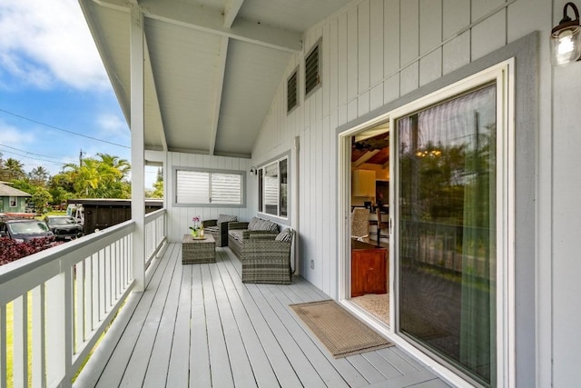 5527 Weke Rd, Hanalei, HI 96714 - wooden terrace with an outdoor hangout area