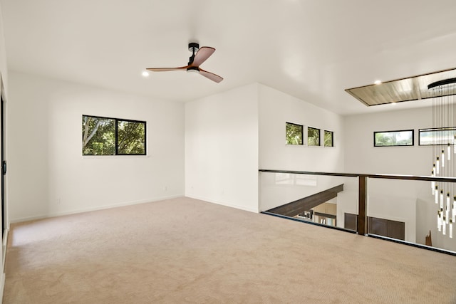 3973 Kalakaua Pl, Princeville, HI 96722 - empty room featuring plenty of natural light, carpet, a ceiling fan, baseboards, and recessed lighting