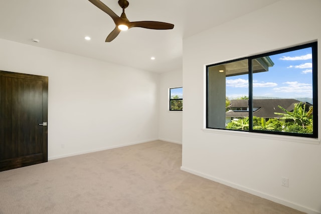 3973 Kalakaua Pl, Princeville, HI 96722 - carpeted spare room with baseboards, recessed lighting, ceiling fan, and a smoke detector