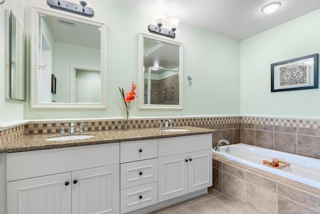 68-1118 N Kaniku Dr Unit 2104, Kamuela, HI 96743 - full bathroom with double vanity, a bath, and tile patterned floors
