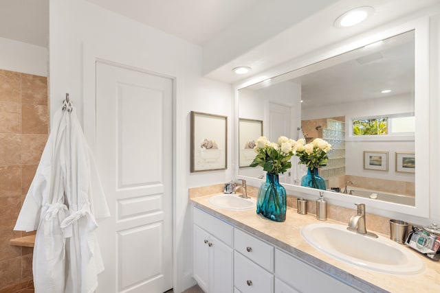 1831 Poipu Rd Unit 720, Koloa, HI 96756 - bathroom with double vanity, a bath, and a tile shower