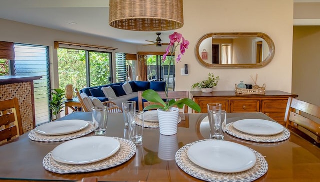 3920 Wyllie Rd Unit 9A, Princeville, HI 96722 - dining room with ceiling fan