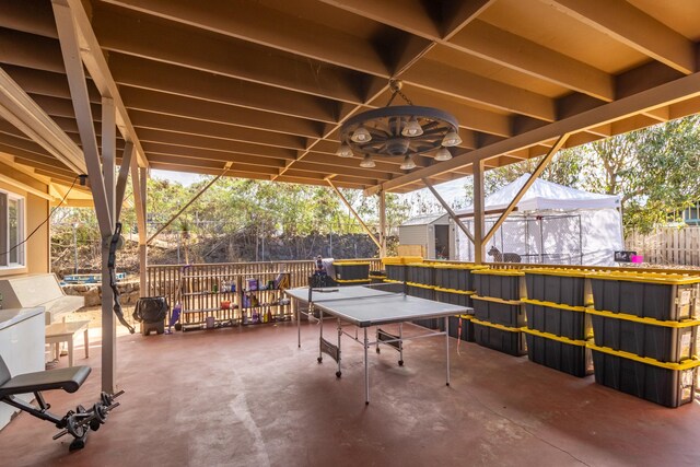 73-4337 Palanehe Pl, Kailua-Kona, HI 96740 - fenced backyard with outdoor dining space, a patio, and a storage shed