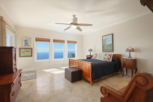 82-5957 Wakida Dr, Captain Cook, HI 96704 - bedroom with ornamental molding, ceiling fan, and baseboards