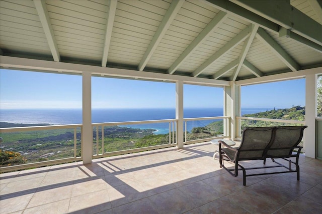 82-5957 Wakida Dr, Captain Cook, HI 96704 - sunroom with a water view and tile patterned flooring