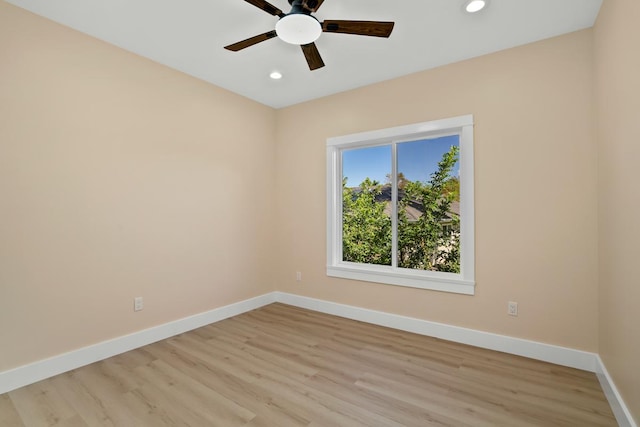 1264-D Crossley Rd, Kapaa, HI 96746 - empty room featuring recessed lighting, a ceiling fan, baseboards, and light wood-style floors