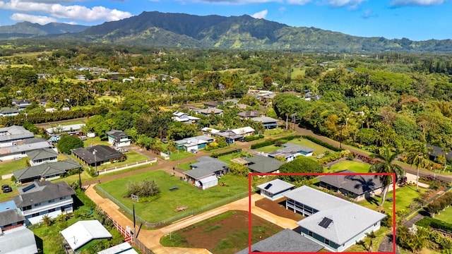 1264-D Crossley Rd, Kapaa, HI 96746 - aerial view of residential area featuring mountains and property boundaries highlighted
