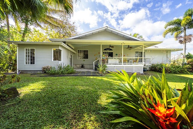 15-1559 19th Ave, Keaau, HI 96749 - view of front of property featuring ceiling fan and a front yard