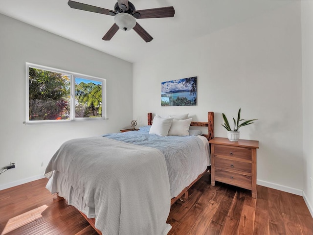 64-721 Keaka Kea Pl, Kamuela, HI 96743 - bedroom featuring baseboards, wood finished floors, and a ceiling fan