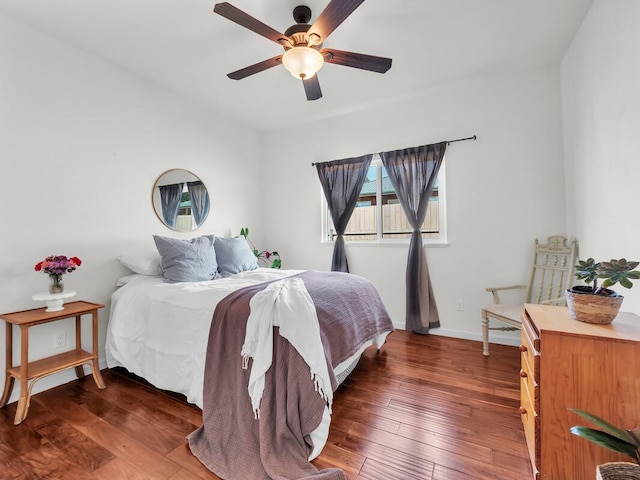 64-721 Keaka Kea Pl, Kamuela, HI 96743 - bedroom with hardwood / wood-style floors, baseboards, and ceiling fan