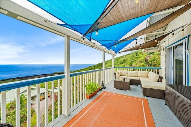 87-3210 Guava Rd, Captain Cook, HI 96704 - view of patio / terrace featuring a water view and outdoor lounge area