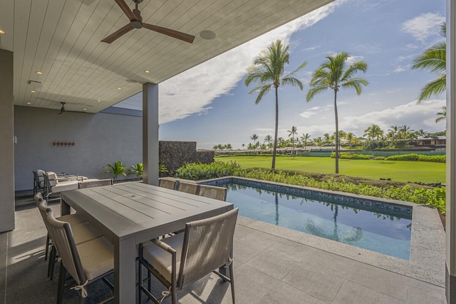 73-4780 Hinahina Rd Unit 24, Kailua-Kona, HI 96740 - swimming pool featuring view of golf course, a ceiling fan, and a patio area