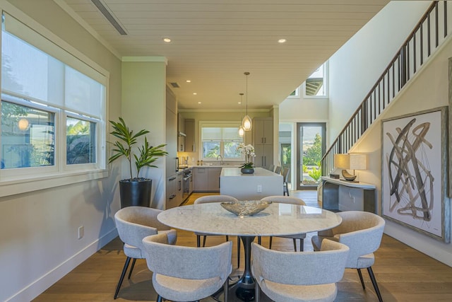 73-4780 Hinahina Rd Unit 24, Kailua-Kona, HI 96740 - dining space featuring wood finished floors, wooden ceiling, recessed lighting, and baseboards