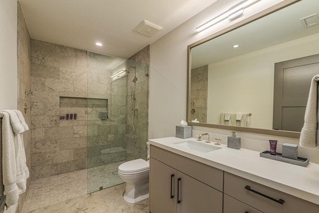 73-4780 Hinahina Rd Unit 24, Kailua-Kona, HI 96740 - full bathroom featuring toilet, walk in shower, vanity, and recessed lighting