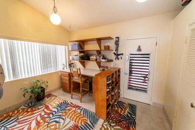 78-6928 Walua Rd, Kailua-Kona, HI 96740 - office space featuring lofted ceiling, light tile patterned floors, baseboards, and a textured ceiling