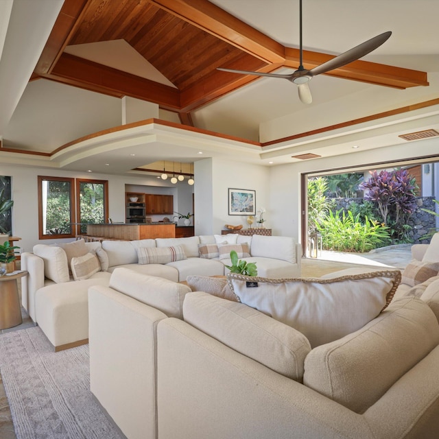81-6641 Auamo Pl, Kealakekua, HI 96750 - living area featuring high vaulted ceiling and carpet floors