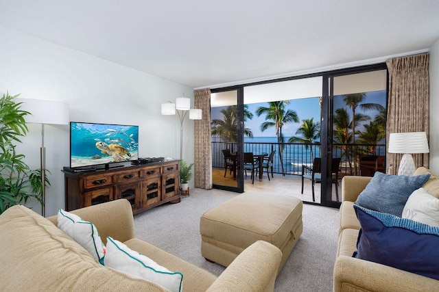 75-6106 Alii Dr Unit 311, Kailua-Kona, HI 96740 - living area featuring expansive windows and carpet floors