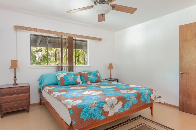13-3638 Kumakahi St, Pahoa, HI 96778 - bedroom featuring baseboards, ceiling fan, and light flooring