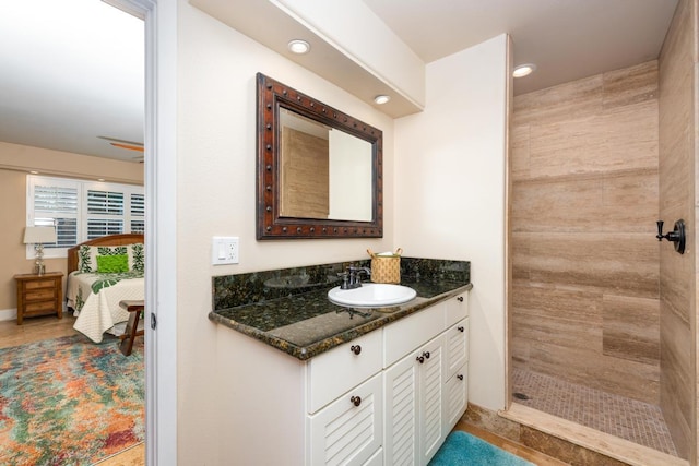 78-6881 Keaupuni St, Kailua-Kona, HI 96740 - bathroom featuring vanity, a tile shower, and recessed lighting