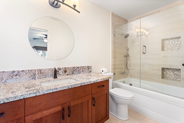68-1942 Lina Poepoe St, Waikoloa, HI 96738 - full bath with vanity, toilet, enclosed tub / shower combo, and a ceiling fan