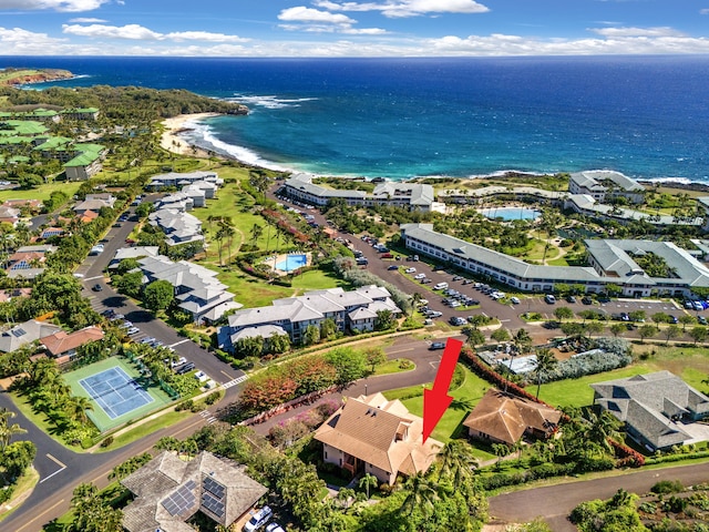 1568 Pee Rd Unit 211, Koloa, HI 96756 - aerial view of property and surrounding area with a large body of water and nearby suburban area