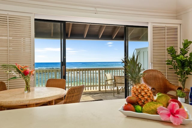 2253 Poipu Rd Unit 2, Koloa, HI 96756 - sunroom / solarium with view of water and beach