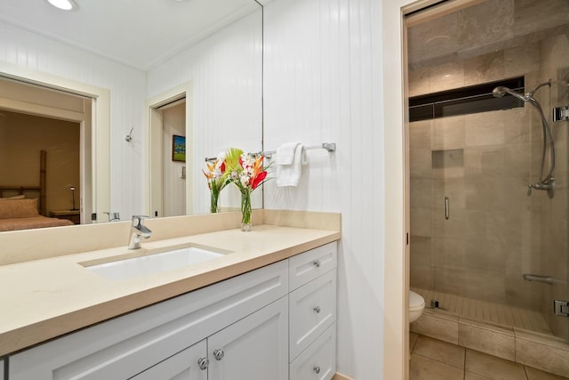 2253 Poipu Rd Unit 2, Koloa, HI 96756 - bathroom featuring vanity, a stall shower, tile patterned floors, and toilet