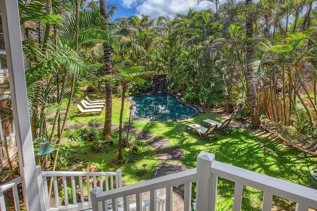 7324 Alealea Rd, Hanalei, HI 96714 - view of grassy yard with an outdoor pool