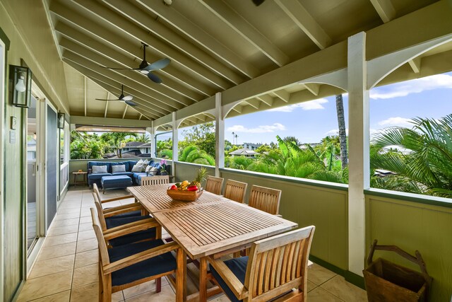 3675 Albert Rd, Princeville, HI 96722 - view of patio with ceiling fan, an outdoor living space, and outdoor dining area