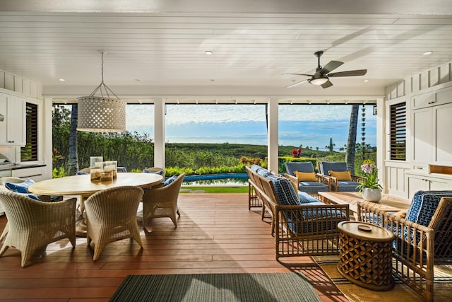 5086 Lau Nahele St, Koloa, HI 96756 - sunroom featuring hardwood / wood-style floors and a deck
