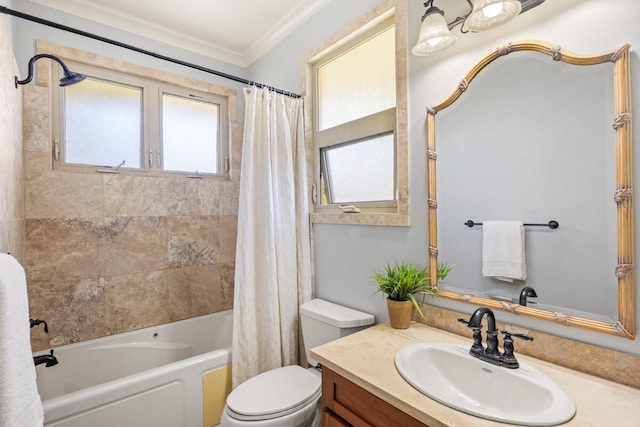 1167 Pua Melia St, Kalaheo, HI 96741 - full bathroom featuring vanity, crown molding, shower / bath combination with curtain, and toilet