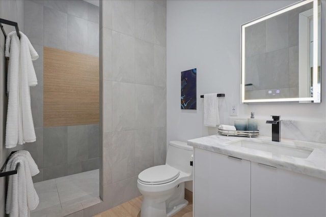 68-1868 Malina Pl, Waikoloa, HI 96738 - full bathroom with vanity, walk in shower, toilet, and wood finished floors