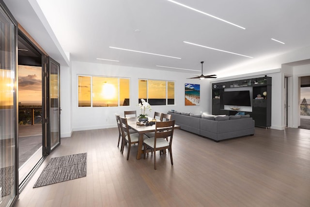 68-1868 Malina Pl, Waikoloa, HI 96738 - dining area featuring wood finished floors, a ceiling fan, and baseboards