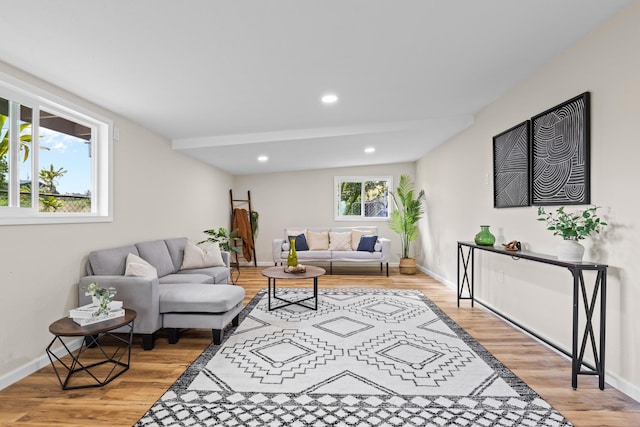 1577 Maunakai St, Hilo, HI 96720 - living room featuring light wood-type flooring, baseboards, and recessed lighting