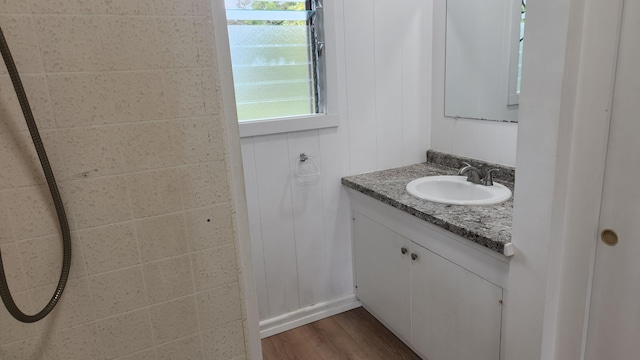 90 Palua Loop, Hilo, HI 96720 - bathroom featuring vanity, wood finished floors, and a shower