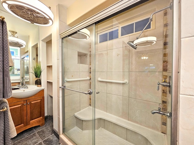 726-A Waianuenue Ave, Hilo, HI 96720 - bathroom featuring a stall shower, vanity, and tile patterned floors
