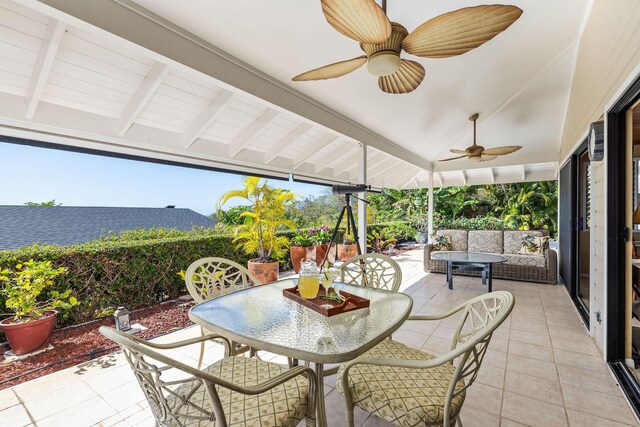 76-247 Keakealani Dr, Kailua-Kona, HI 96740 - view of patio with outdoor dining area, outdoor lounge area, and ceiling fan