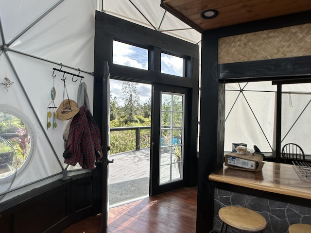 16-1896 Uhini Ana Rd, Mountain View, HI 96760 - doorway to outside with dark wood-type flooring