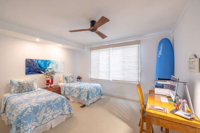 62-3600 Amaui Pl Unit J101, Kamuela, HI 96743 - carpeted bedroom with an office area, ceiling fan, and baseboards