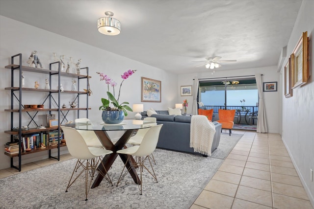 77-6585 Seaview Cir Unit 303, Kailua-Kona, HI 96740 - dining area featuring light tile patterned floors, ceiling fan, and baseboards