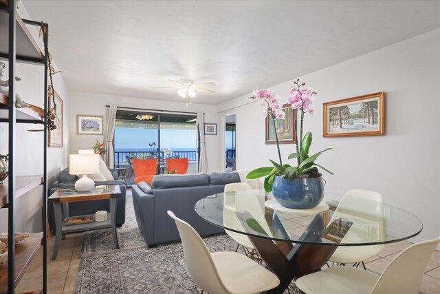 77-6585 Seaview Cir Unit 303, Kailua-Kona, HI 96740 - dining room featuring tile patterned floors and ceiling fan