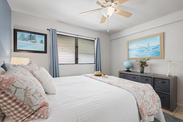 77-6585 Seaview Cir Unit 303, Kailua-Kona, HI 96740 - bedroom with light tile patterned floors and ceiling fan
