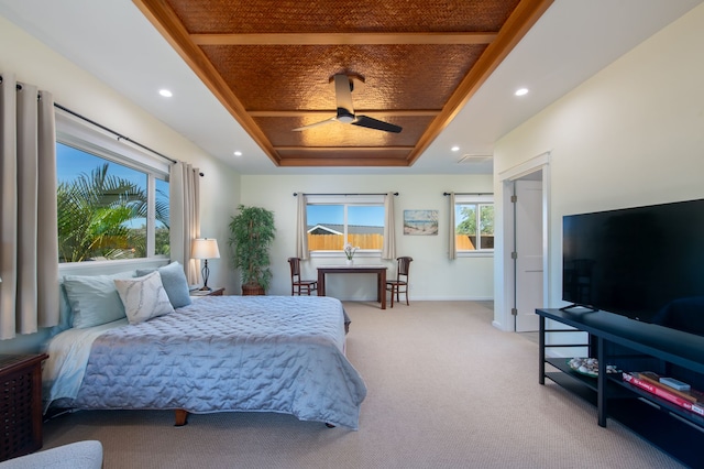 68-3635 Haena St, Waikoloa, HI 96738 - bedroom featuring a raised ceiling, multiple windows, and light carpet