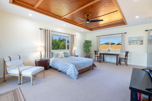 68-3635 Haena St, Waikoloa, HI 96738 - bedroom with a tray ceiling, multiple windows, carpet, recessed lighting, and baseboards