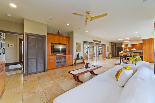 17-250 Meaulu St, Keaau, HI 96749 - living room featuring a ceiling fan and recessed lighting